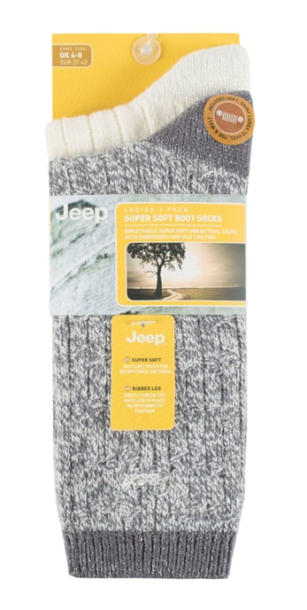 Jeep - Set van 2 superzachte sokken voor wandelschoenen voor dames - Leisteen / Room - Image 2