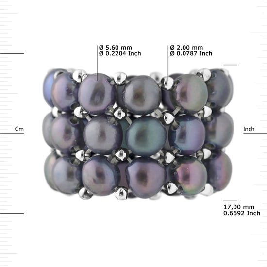 DIADEMA - Ring - Real Freshwater Pearls - Black Tahitian Style