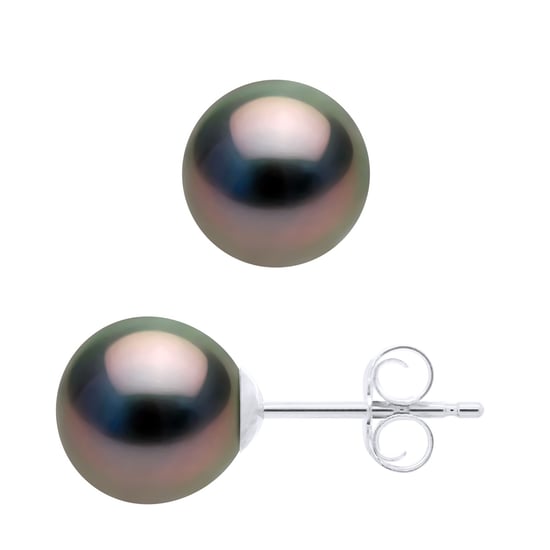 Earrings White Gold 375 - Real Cultured Tahiti Pearls Semi Round 7,5-8 mm - Image 1