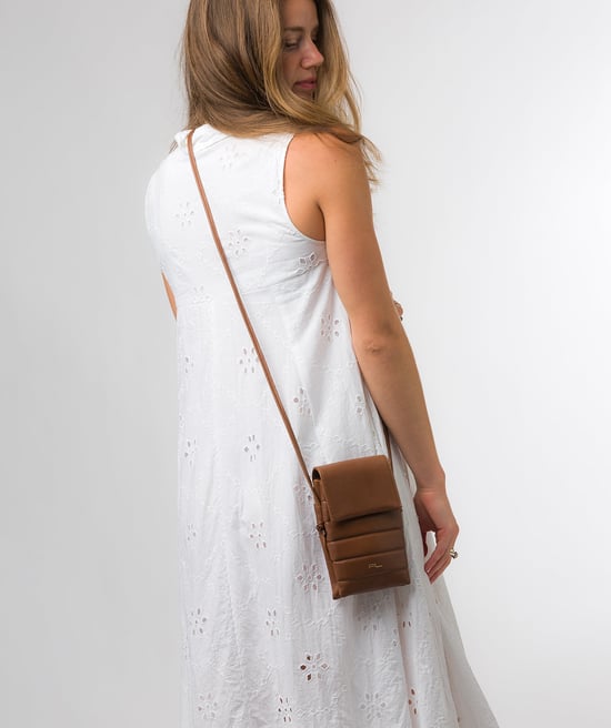 'Lilian' Chestnut Nappa Leather Cross Body Phone Bag