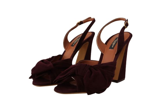 Dolce & Gabbana Women's Dark Purple Suede Ankle Strap Sandals Shoes - Image 2
