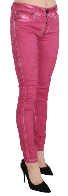 Dolce & Gabbana Dames Roze Fluwelen Mid Waist Skinny Jeans - Image 2