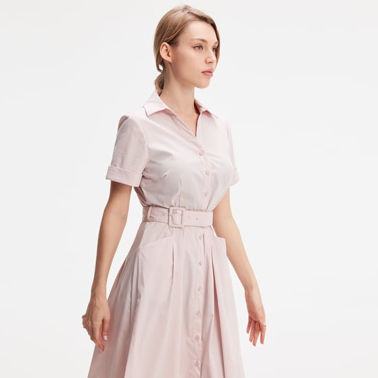 Flared cotton shirt dress