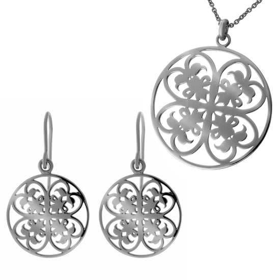 Orphelia Women's 925 Sterling Silver Set: Chain-Pendant + Earrings - Black SET-6035/3 - Image 1
