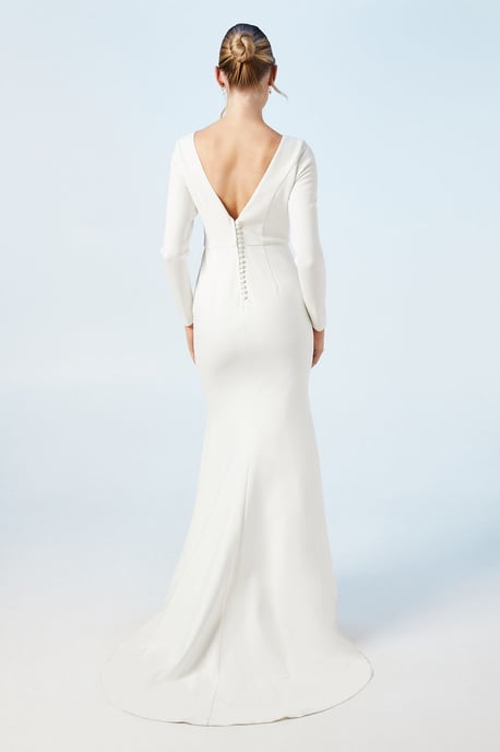 Slash Neck Puddle Wedding Dress