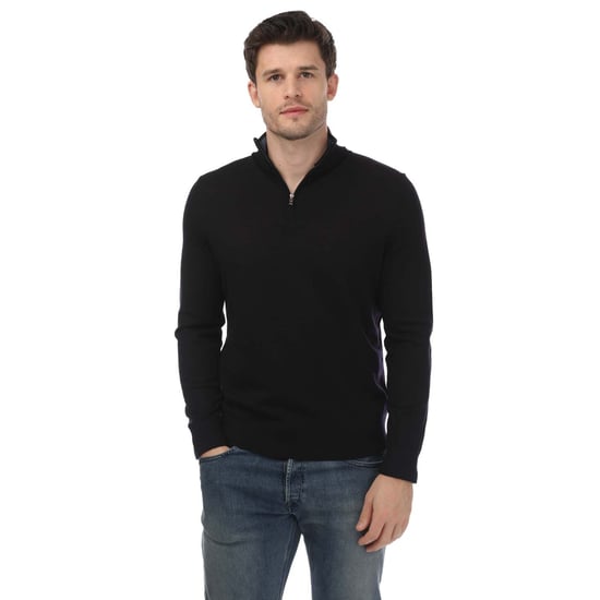 Herrens Ted Baker Limehas Merinoull Core Halvdraget Sweatshirt i Marinblå - Image 1