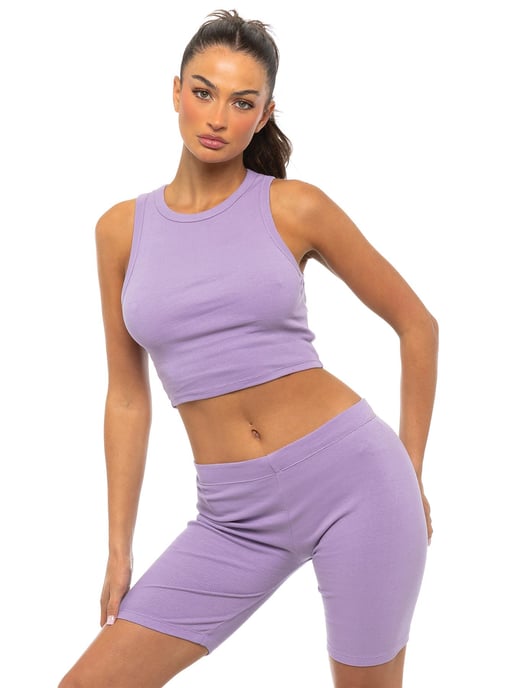 Enzo Womens Ribbed Vest Tracksuit Set