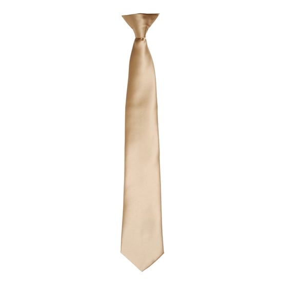 Premier Kleuren Heren Satin Clip Tie (Khaki) - Image 1