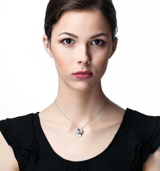 Orphelia 'Ivory' Women's 925 Sterling Silver Chain with Pendant - Silver/Rose ZH-7091/1