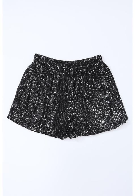 Dam Sequin High Waist Casual Shorts i Svart - Image 4