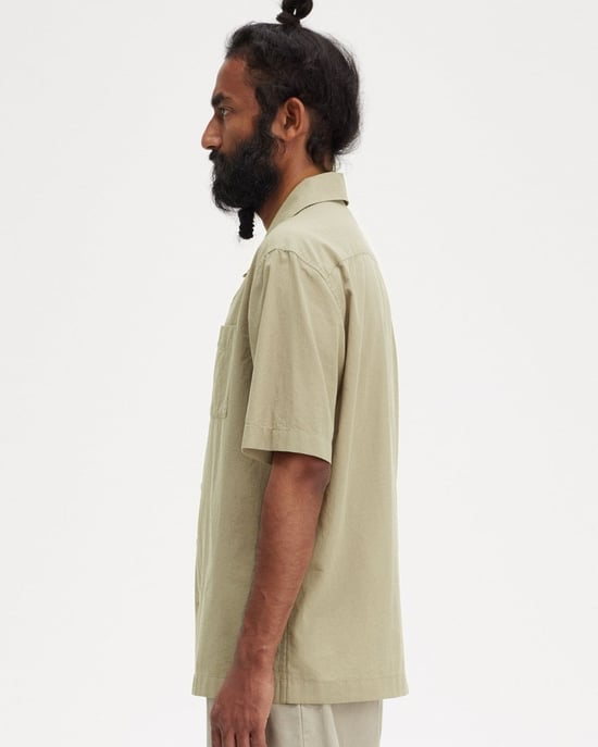 Fred Perry Mens Lightweight Texture Revere Collar Short Sleeve Shirt - Image 5