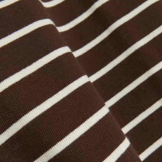 River Island Womens Crop Sweatshirt Brown Stripe Crew Neck