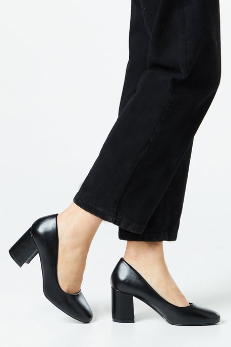 Ella Round Toe High Block Heel Court Shoes