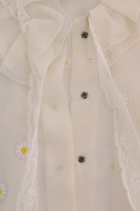 Dolce & Gabbana Vit Prickig Applikation Siden Skjorta - Image 6