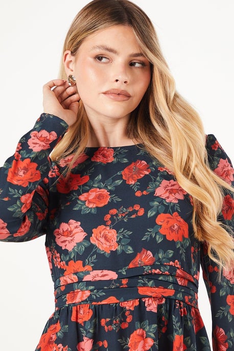 Floral Ruffle Hem Mini Dress - Image 4