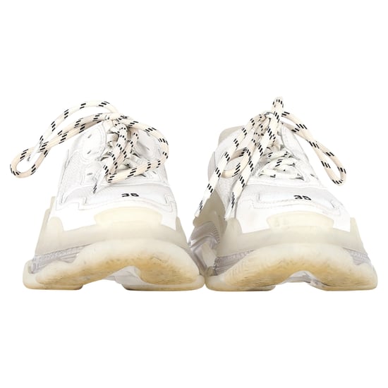 Balenciaga Clear Sole Triple S Sneakers in White Polyester - Image 3