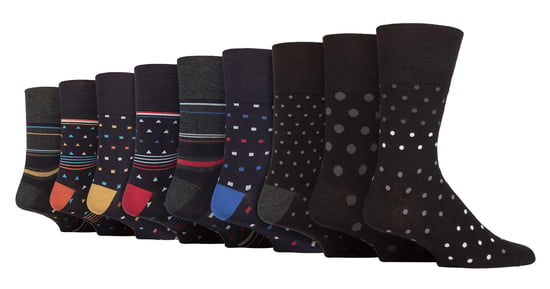 9 Pack Mens Bamboo Socks | Gentle Grip | Extra Wide Loose Top Non Elastic Socks - SOMRM091011 - Image 1