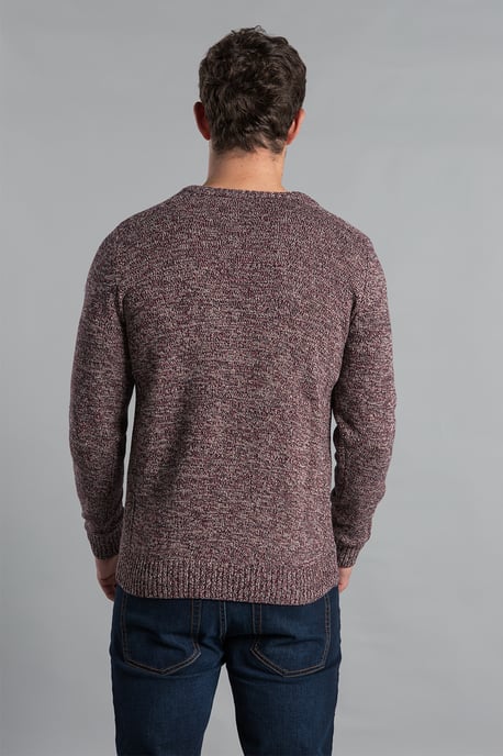 Wine Recycled Cotton Blend Crew Neck Twist Jumper