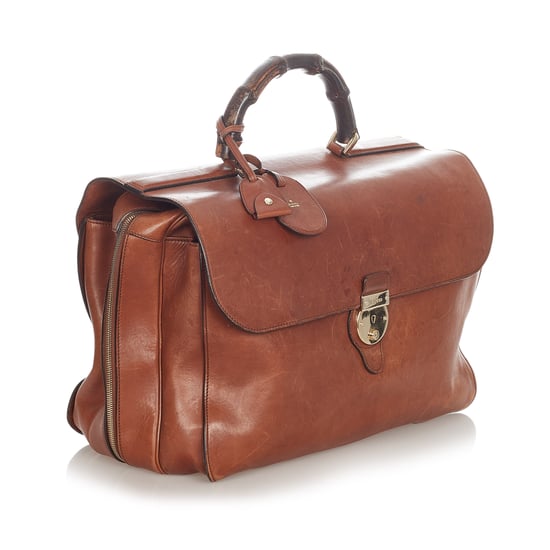 Vintage Gucci Bamboo Leather Briefcase Brown - Image 2