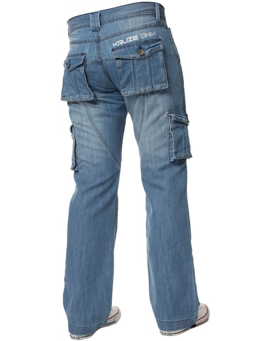 Kruze heren Cargo Combat Jeans - Lichtblauw - Image 4
