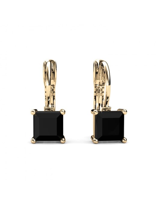 Fyrkantiga örhängen - guld och svart - Image 6