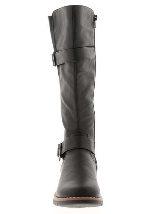 Platino Womens Long Boots Weft Zip black