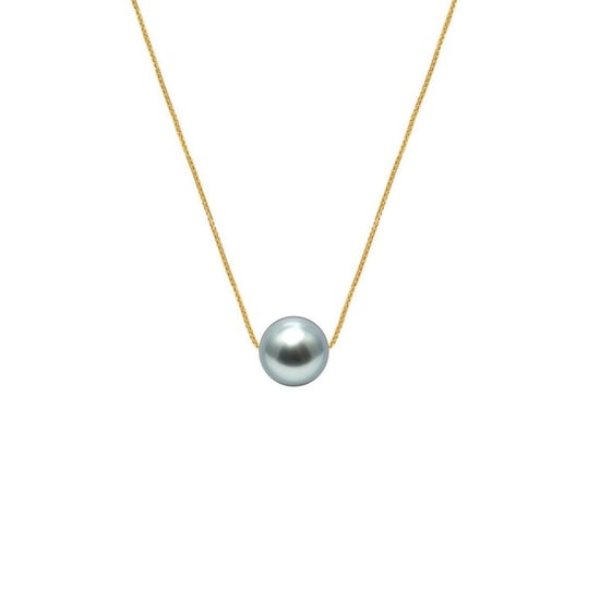 750/1000 Yellow Gold Venitian Chain Woman Necklace and Black Tahitian Pearl