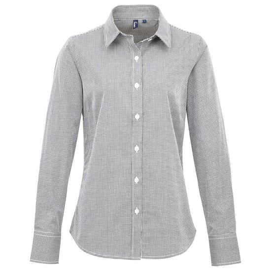 Premier Womens/Ladies Gingham Long-Sleeved Shirt (Black/White)