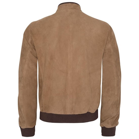 Men's Hackett, Perforated Suede Leather Blouson in Camel