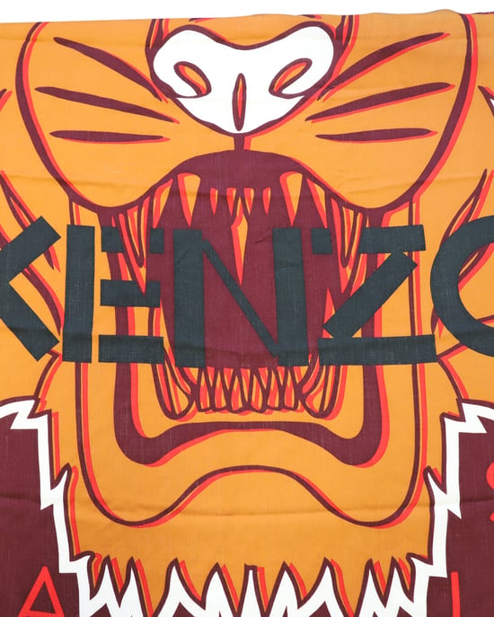 Kenzo Paris Tiger Head Print Scarf in Multicolor Cotton - Image 4