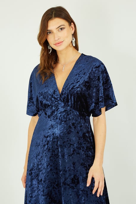 Navy Velvet Kimono Midi Dress