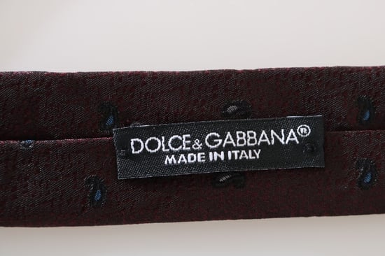 Dolce & Gabbana Heren Bordeaux 100% Zijden Patroon Slanke Stropdas - Image 5