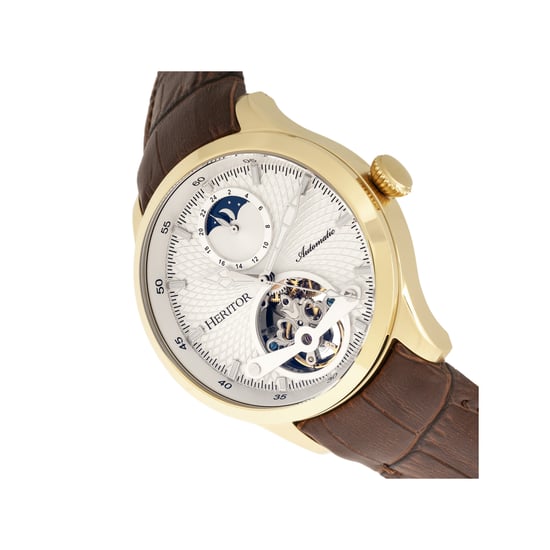 Heritor Automatic Gregory Semi-Skeleton Leather-Band Watch - Image 3