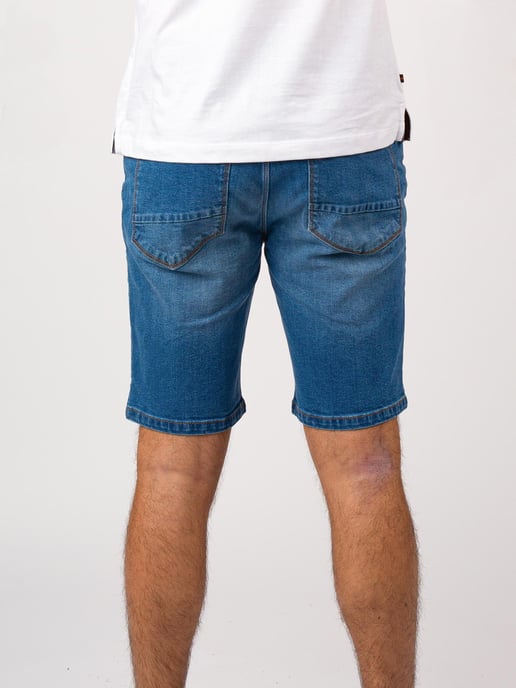 Luke 1977 Men's Short Edward Mid Blue Wash Denim Shorts in Blue