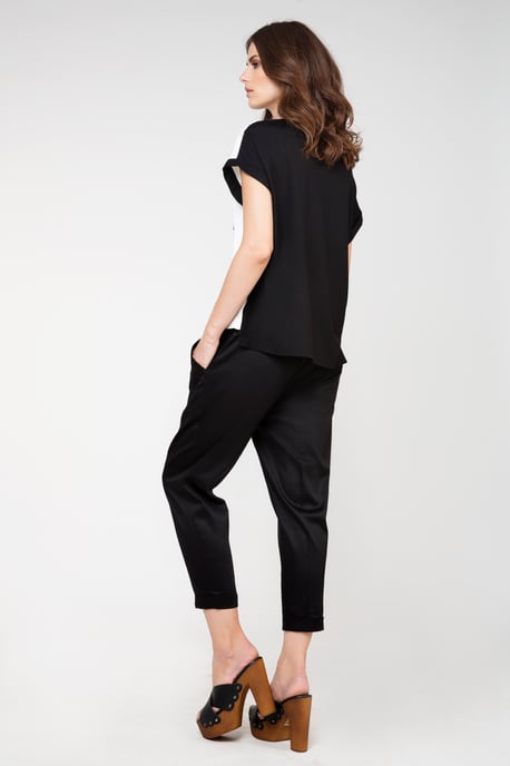 Tie Detail Trousers in Black