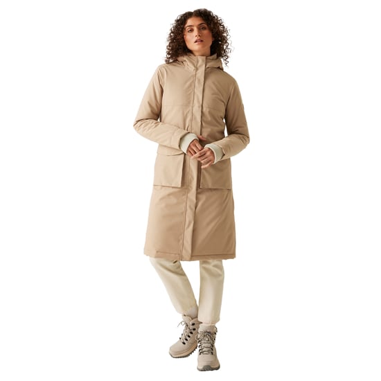 Regatta Womens/Ladies Yarli Longline Waterproof Jacket (Warm Taupe/Light Vanilla)