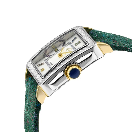 GV2 Womens Padova White Dial Green Floral Leather 12334F Swiss Quartz Watch