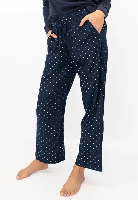 GAP Womens Pyjama Flannel Sleep Set in Navy Polka Dot - Image 5