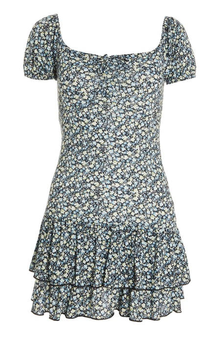 Petite Black Floral Mini Dress