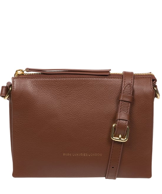 'Niki' Dark Tan Nappa Leather Cross Body Bag