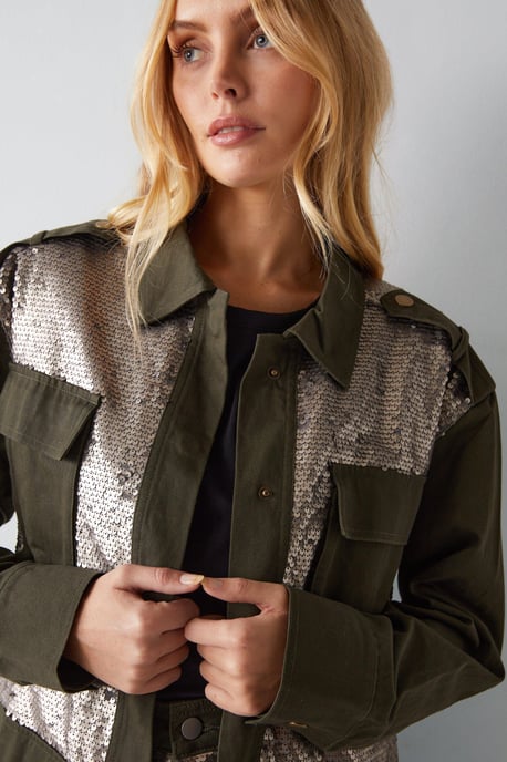 Sequin Twill Oversized Shacket