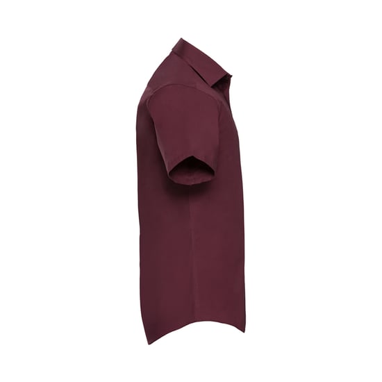 Russell Collection Mens Fitted Short-Sleeved Shirt (Port) - Image 3