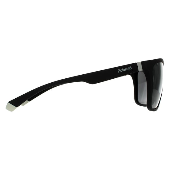 Polaroid Rectangle Mens Black Grey Grey Polarized Sunglasses