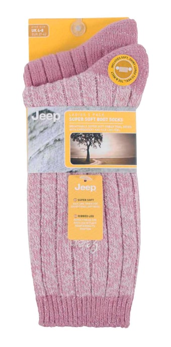 Jeep - 2 Pack Ladies Supersoft Hiking Boot Socks - Image 2