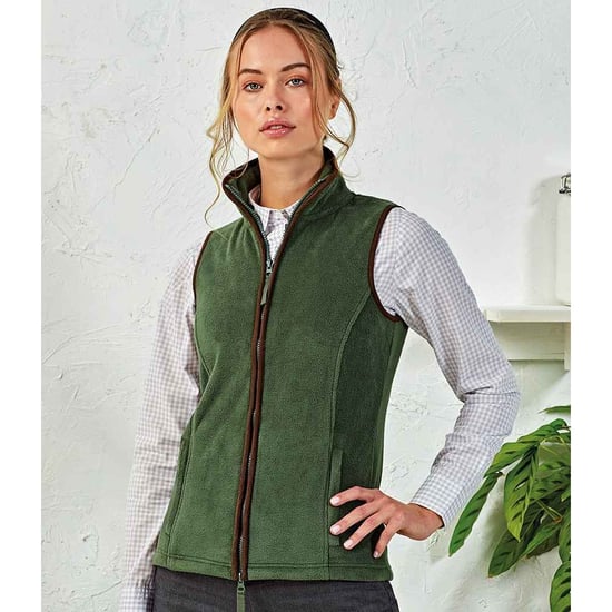 Premier Womens/Ladies Artisan Fleece Gilet (Moss Green/Brown) - Image 2