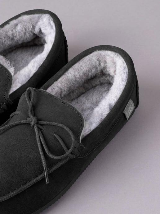Men's Sheepskin Moccasins in Black