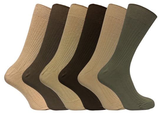 6 Pack Mens Soft 100% Cotton Breathable Coloured Ribbed Dress Socks - Image 1