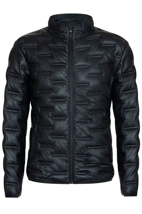 Men's Puffer Quilted Bomber Leather Jacket - Recife