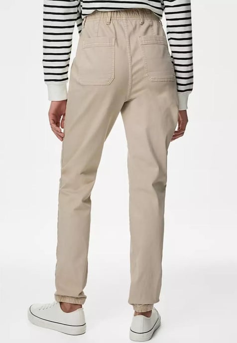 M&S Collection Ladies Cotton Blend Slim Fit Ankle Grazer Joggers Sand - Image 2