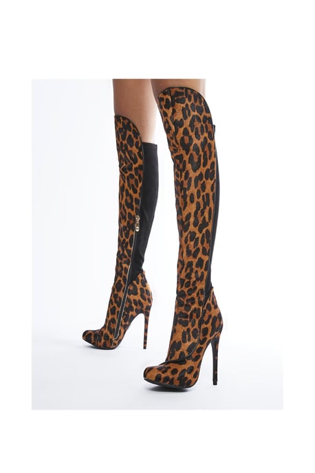 'Savi' Leopard Leopard Pony Knee High Boots